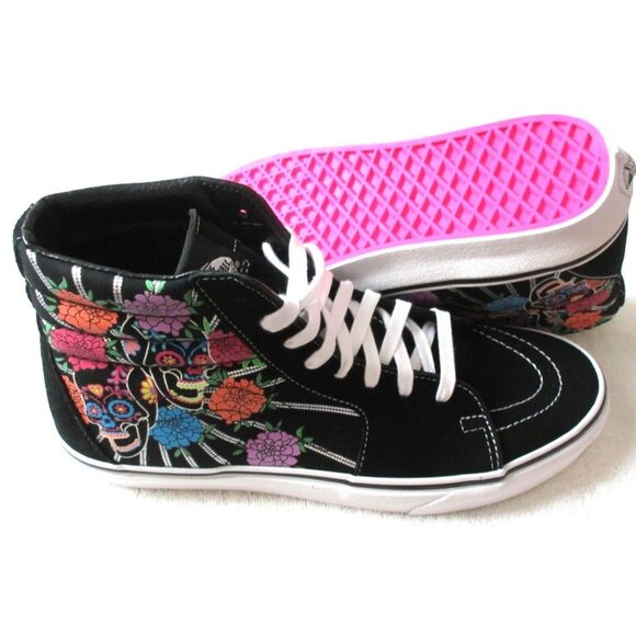 Vans Men's Sk8-Hi Dia De Los Muertos Day of the Dead Glow in the Dark Shoes NIB - Picture 2 of 5